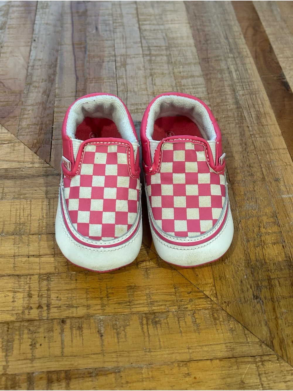 Vans Pink and White Checkerboard Baby Slip-On Shoes